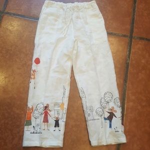 Chicos Linen Pants, Designer Print